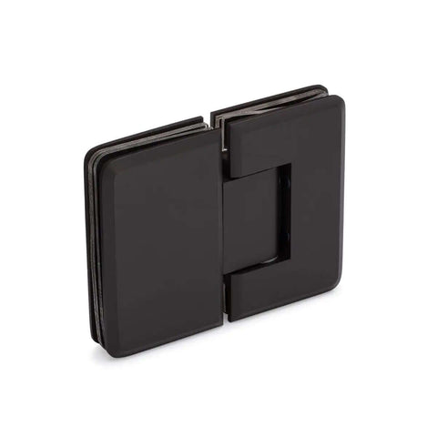 Oceana Standard Duty 180 Degree Glass To Glass Hinge in Oil Rubbed Bronze Medium for 3/8 to 1/2 inch glass, front view