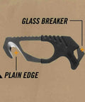 Pocket Size Seatbelt Cutter Escape Tool With Lanyard Hole And Glass Breaker One Hand Deployment 420HC Steel Hook Knife