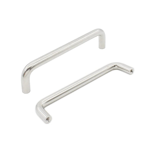 Six Pack Stainless Steel Cabinet Hardware Arched Drawer Pulls 128mm Hole Centers for kitchen cabinets with brushed finish.