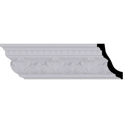 Devon Crown Molding, Lightweight Solid Urethane, Factory Primed For Quick Easy Install, 4.5 In High, 3.25 In Projection, decorative detail