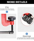Close-up of the 7 Inch Manual Sheet Metal Bead Roller With 6 Die Sets for edge beading, showing the clip and gearings.