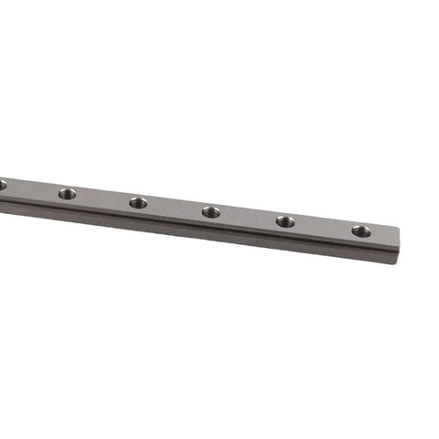 Close-up of 300mm Mini Linear Rail And Sliding Guide For 3D Printer And CNC Machine, built with durable metal, showing screw holes for mounting.