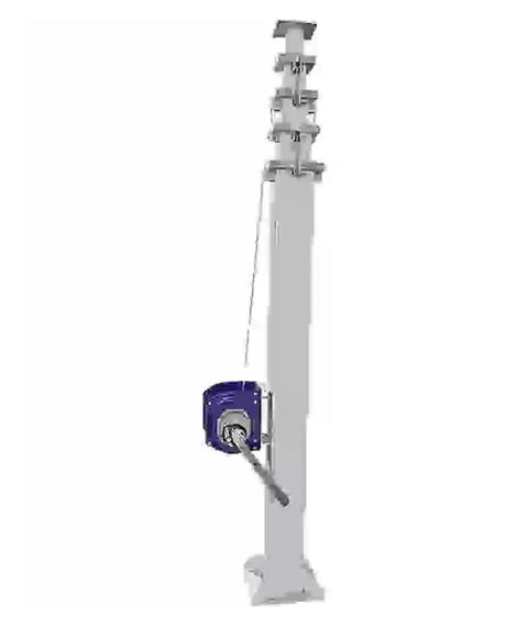 Heavy Duty Telescopic Hand Lift Pole That Cranks Up To Eight Meters Featuring Thick Alloy Frame and No Sweat Height Locks for Dead Simple Job Site Setup, side view.