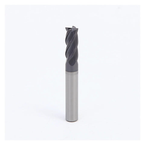 Carbide end mill, 8 mm diameter, 60 mm cutting length, 4-flute head, silver shank.