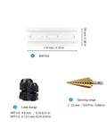 Image showing cable gland range and drill bit opening size reference for Beefed Up Heavy Duty Waterproof Electrical Enclosure Box For Outdoor Use With Clear Lid ABS Plastic Junction Box Measures 15.7 By 13.8 By 5.9 Inches Grey Weatherproof Housing For Switchgear Meters And Receiver Equipment.