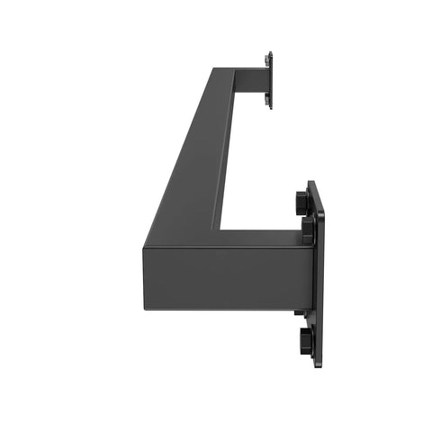 Badass Industrial Wall Mount Stair Handrail, Three Foot Black Iron Staircase Grip Square Tube, side view showcasing mounting brackets.