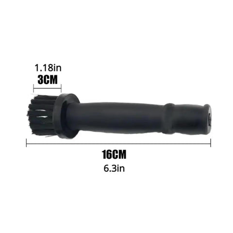 Wheel Lug Nut Cleaning Brush Set For Car Detailing Kit, 6.3in brush, black handle, close-up view with dimensions