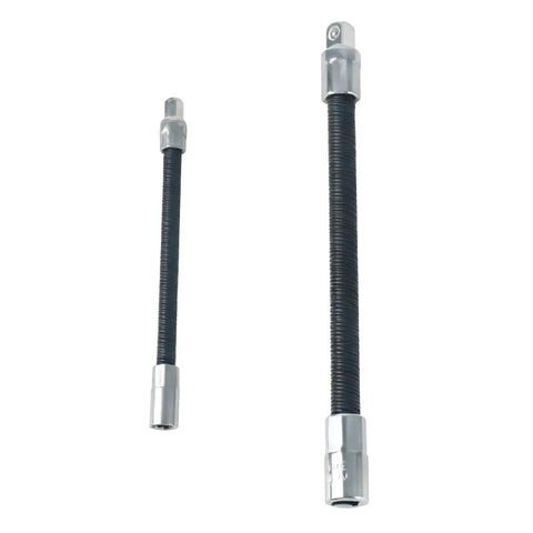 Flexible Socket Extension Kit For 1/4 And 3/8 Inch Drives Go To Bendable Wrench Extension Rods shown vertical for detail.