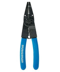 8 Inch Long Nose Wire Cutter Multi Tool With Wire Stripper And Crimper For Electricians, blue handles, black metal construction