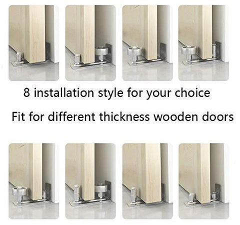 Stainless Steel Sliding Barn Door Floor Guide Wall Mounted Flush Mount Stay Roller with 8 installation styles, no floor drilling
