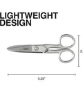 Electrician Scissors For Heavy Duty Cutting And Low Voltage Work, 5.25-Inch Compact Snips With Tough Tempered Steel