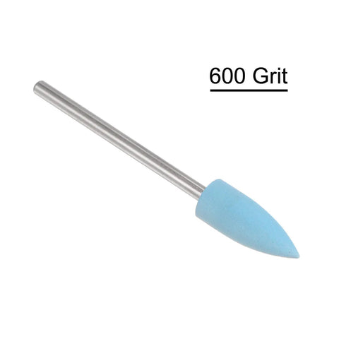 Pro Grade Ten Pc Rubber Polishing Bits For Rotary Tools With 600 Grit Silicone Buffing Wheels, Tapered Shape, 6mm Diameter