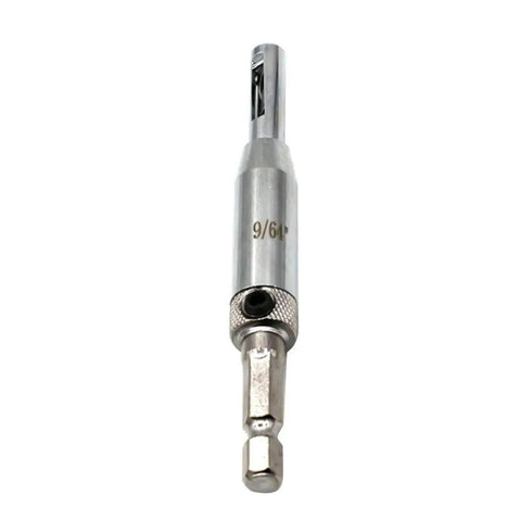 Premium Heavy Duty Seven Piece High Speed Steel Self Centering Hinge Drill Bit Kit With Precision Hex Shank, 9/64 size.