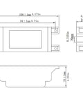 Technical diagram of 24V DC 1A LED Power Supply, 24W Constant-Voltage Transformer, dimensions and design layout.