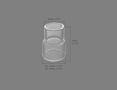Quartz TIG Glass Cup Set For SR WP 9 17 18 20 25 26 Torch, showing clear cup with dimensions, 27-piece kit.