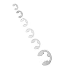 Stainless Steel E Clip Set 300 Pcs Assortment Kit M One Point Two Through M Fifteen with varied sizes on white background