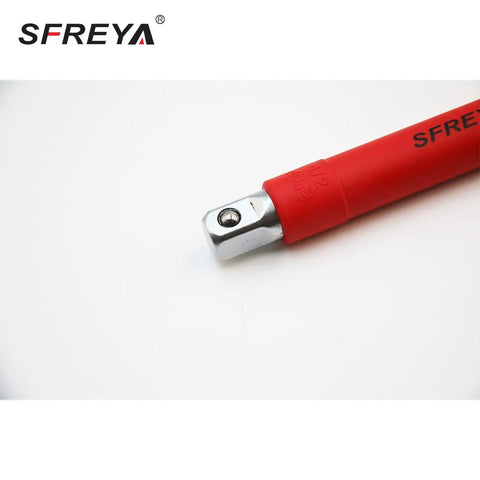 Pro Grade Vde Insulated T Handle Socket Wrench in red with chrome end, designed for electricians, rated 1000 volts AC.