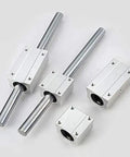 Four Piece Set Of SCS UU And LUU Linear Motion Ball Slide Units For CNC Routers And 3D Printers Includes 6UU To 20UU And 6LUU To 20LUU Variants Smooth Low Friction Bearings For High Precision Linear Guides.