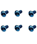 High Strength Pro Grade T8 Torx Titanium Screws Featuring M2.5 Thread Perfect For Knife Handle Swap And Solid EDC Setup Mods Six Piece Bundle In Durable Blue Ceramic Coating, showing six screws.