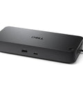 Top Shelf Thunderbolt Five 300W Docking Station Packs Thirteen In One Usb C Multiport Hub with a sleek black design, side view.