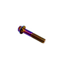 Burnt Blue Titanium Flanged Hex Head Bolts M6 x 1.0 x 25mm Pack Of 5, 6AL4V Aerospace Grade Ti Fasteners, visible single bolt view.