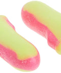 Laser Lite High Visibility Disposable Foam Earplugs Pink And Yellow 200 Pair Pack NRR 32 Self Adjusting Comfort Fit close-up view