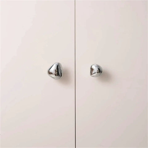 Mid Century Pebble Brass Cabinet Handles And Irregular Knobs Set For Wardrobes Dressers And Shoe Cabinets In Chrome Finish Durable Hardware