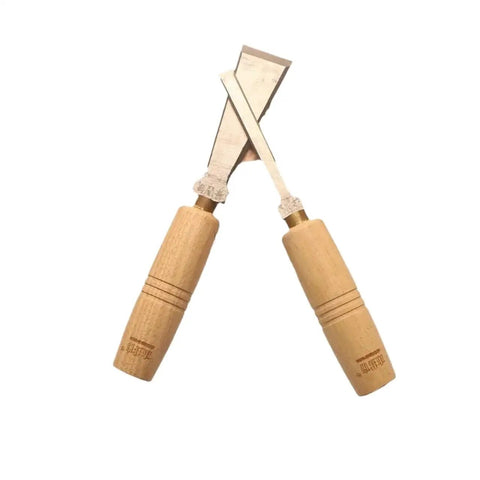 Pro Grade Wood Carving Chisels And Knife Set For Diyers And Beginners Basic Wood Cutting Projects And Detailed Woodworking Hand Tools 13mm Size With Durable Wood Handle, showing two tools with wood handles and metal blades.