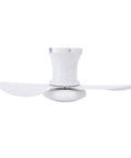 Omquot Recessed Ceiling Fan Light Small 25 Inch Silent DC Motor Dimmable LED 6 Speeds Bedroom Living Room Dining Room Study, Remote Control White Light (White) white ceiling fan with three blades view from below.