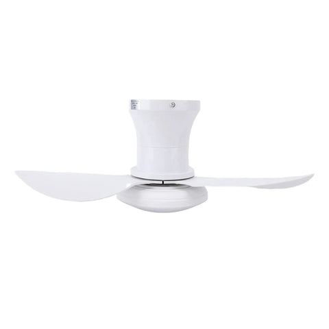 Omquot Recessed Ceiling Fan Light Small 25 Inch Silent DC Motor Dimmable LED 6 Speeds Bedroom Living Room Dining Room Study, Remote Control White Light (White) white ceiling fan with three blades view from below.