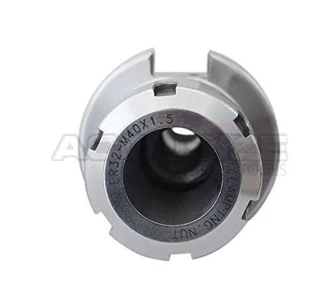 Close-up of Cat40 To Er32 Collet Chuck showing ER32 marking, CNC Tool Holder view, premium alloy steel construction, milling workhorse tool.