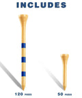 All Natural Bamboo Golf Tees Set 170 Pack With 120 Long Tees And 50 Short Tees Biodegradable Three And A Quarter Inch
