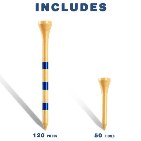 All Natural Bamboo Golf Tees Set 170 Pack With 120 Long Tees And 50 Short Tees Biodegradable Three And A Quarter Inch