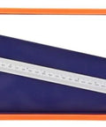 Stainless Steel Vernier Caliper With Inch And Metric Readouts, 0-12 Inch Range, in a protective orange case, top view.