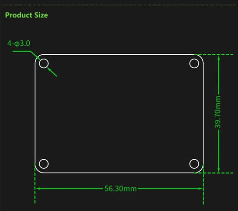 Dimensions of MKS Dual FOC V3.2 BLDC And Stepper Motor Controller Shield with 56.30mm x 39.70mm layout for ESP32 board