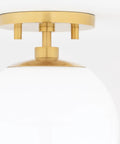 Stella 1 Light Semi Flush Ceiling Fixture In Aged Brass, 9 Inch Tall By 7 Inch Wide, Vintage Modern Charm, Bulb Not Included, Great For Foyer