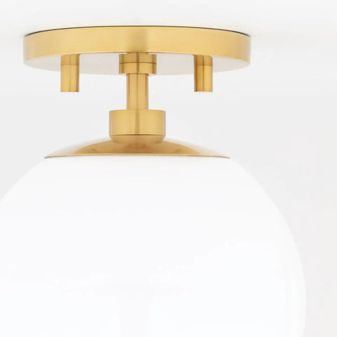 Stella 1 Light Semi Flush Ceiling Fixture In Aged Brass, 9 Inch Tall By 7 Inch Wide, Vintage Modern Charm, Bulb Not Included, Great For Foyer