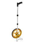 Premium Measuring Wheel Real Handy Workhorse For Landscaping And Construction Sites 12.5 Inch Diameter Yellow Silver with adjustable shaft.
