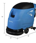 Side view of Boss Level Clean Electric Walk Behind Floor Scrubber For Commercial Cleaning, 20 Inch Cleaning Path, 30 Inch Squeegee.