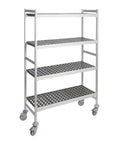 A Kick Ass Four Tier Mobile Shelving Rack Measuring Seventy One Inches High By Sixty Eight Wide And Twenty Two Deep Packing Two Hundred Fifty Pounds Per Shelf For Your Shop Or Garage, with a sturdy aluminum frame and smooth-rolling casters.