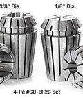 Quarter Inch Dia Spring Collets ER20 CO276 Industrial Grade For CNC Milling with multiple size collets in set