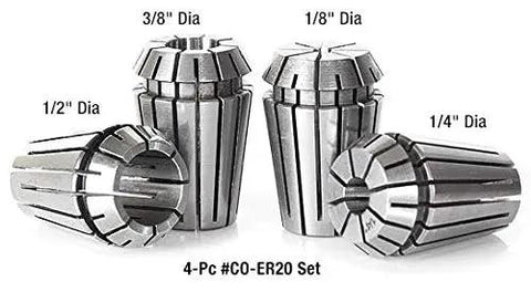 Quarter Inch Dia Spring Collets ER20 CO276 Industrial Grade For CNC Milling with multiple size collets in set