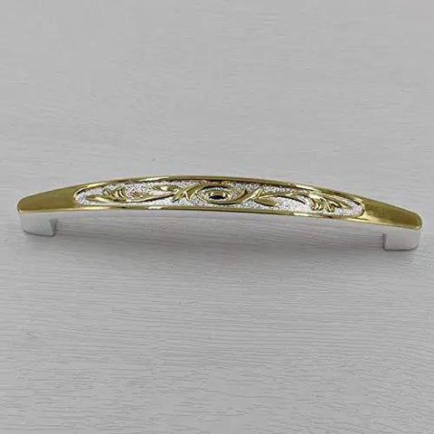 Top Shelf European Style Real Gold Tone Cabinet Pulls 128mm Heavy Duty Drawer Handles And Wardrobe Knobs Sharp Palace Design Furniture Hardware For Kitchen Cabinets, angled view showing decorative design.