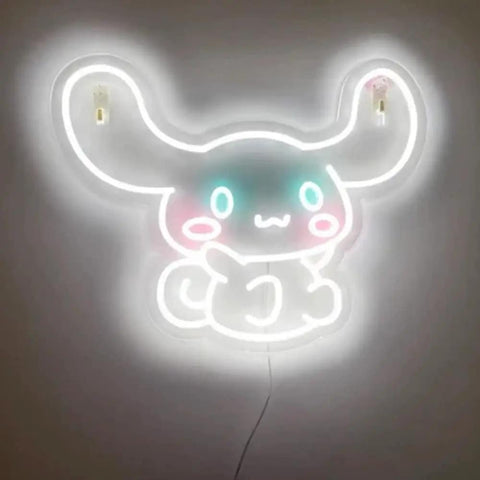 Cartoon character Blue Anime Neon Sign LED Tube Night Light For Wall Decor, 21x15.6 Inch glowing on wall