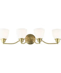 Somerville 4-Light Bath Light In Brushed Nickel, Classic Traditional Style, solid steel build, clean lines, 30 x 7.5 x 7