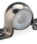 Front view of Pillow Block Bearing Sleeve 1 Inch Bore With Stainless Steel Housing UHMW Polyethylene Insert, center height 1 inch.