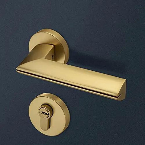 Premium Gold Plated Zinc Alloy Interior Door Handle Featuring Heavy Duty Hardware And Smooth As Silk Operation Built Tough For Tight Doorways And Instant Room Upgrades.