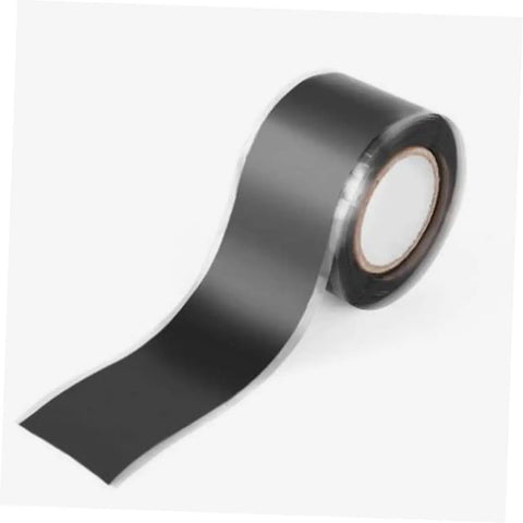Black roll of 3 Pack Pipe Repair Tape Sealant Self Adhesive Duct Tape For Outdoor Use shown unrolled on white background