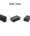 Hella Durable Abs Project Box 5 Pack Small Electrical Junction Enclosure For Pcb Projects And Hobby Builds No Hassle Snap Lid Dustproof Housing Quick Assembly 2 8 X 1 7 X 0 9 Inch Black side view showing small black junction enclosure dimensions.