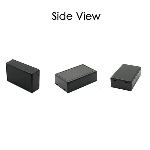 Hella Durable Abs Project Box 5 Pack Small Electrical Junction Enclosure For Pcb Projects And Hobby Builds No Hassle Snap Lid Dustproof Housing Quick Assembly 2 8 X 1 7 X 0 9 Inch Black side view showing small black junction enclosure dimensions.